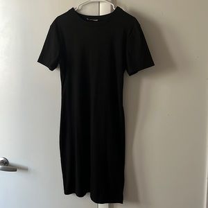 Black ribbed tee shirt dress
